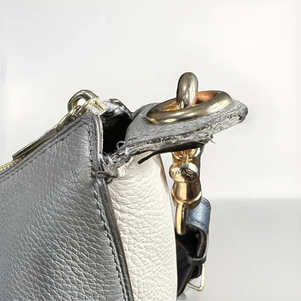 Coach F76697 Jes Colorblock Hobo Heather Gray/Black Pebbled Leather Shoulder Bag